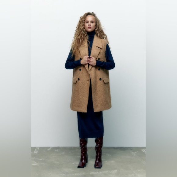 Size small Zara Boucle long vest - Picture 1 of 6